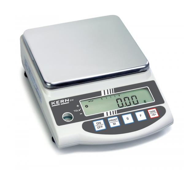 KERN Präzisionswaage EW 6200-2NM | Höchstlast 6200 g | Ablesbarkeit 0,01 g | Abmessungen Wägefläche (B×T) 180 ×160 mm