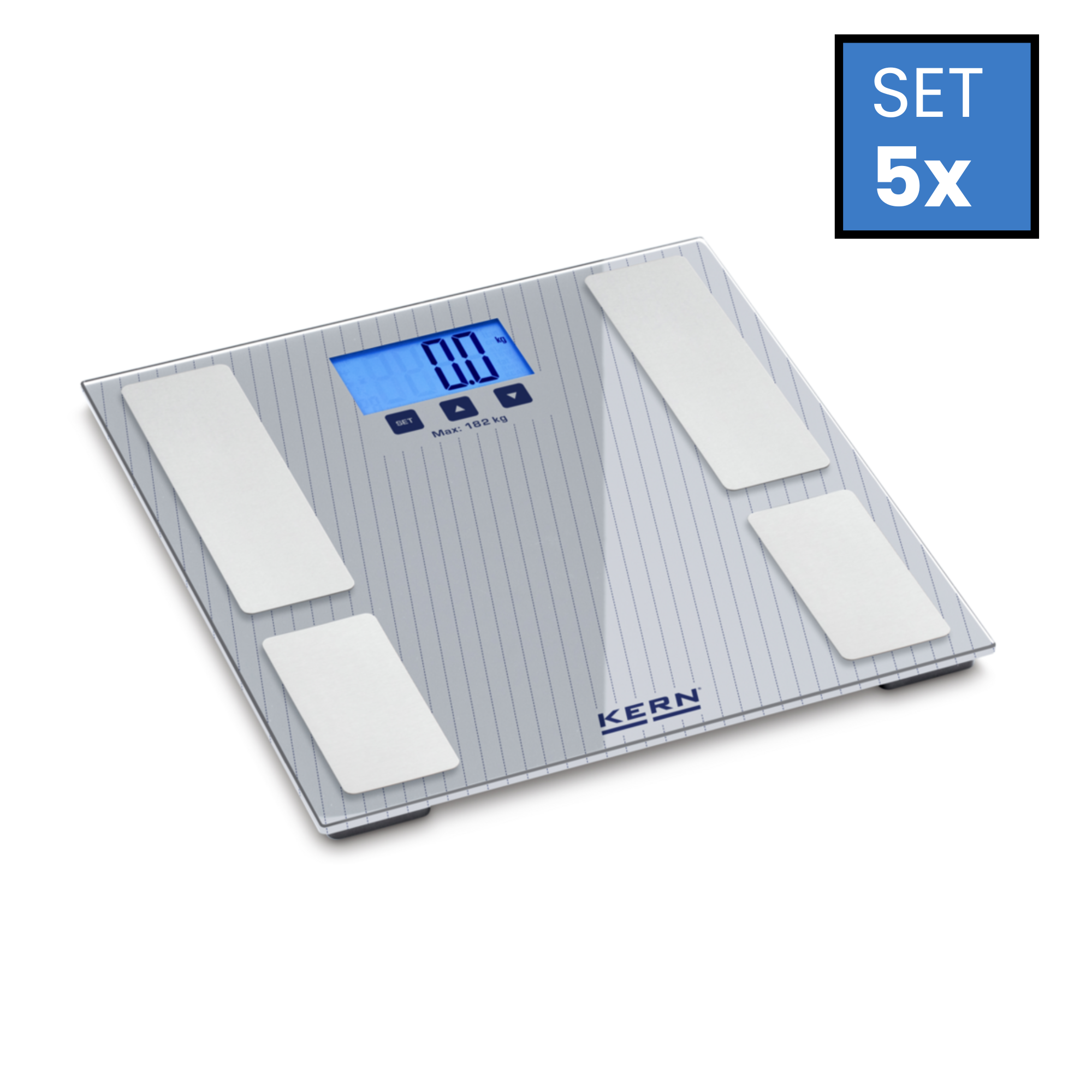 KERN Körperanalysenwaage MFB 150K100S05 | Höchstlast 182 kg | Ablesbarkeit 0,1 kg | Abmessungen Wägeplattform (B×T×H) 300×300×25 mm